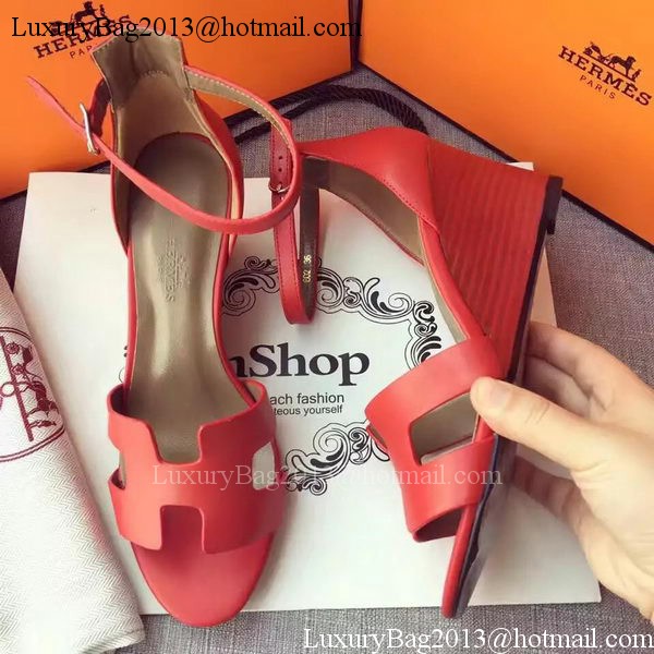 Hermes Leather 70mm Sandal H0741 Red