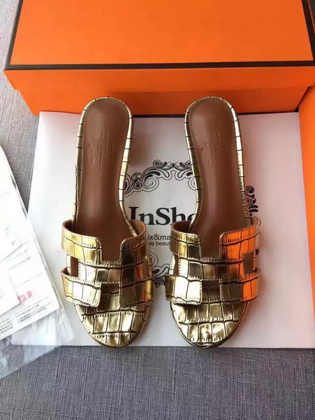 Hermes Leather Slipper HO742 Gold