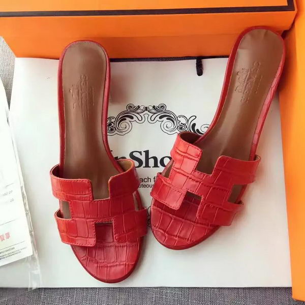 Hermes Leather Slipper HO742 Red