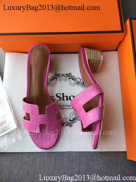 Hermes Leather Slipper HO742 Rose