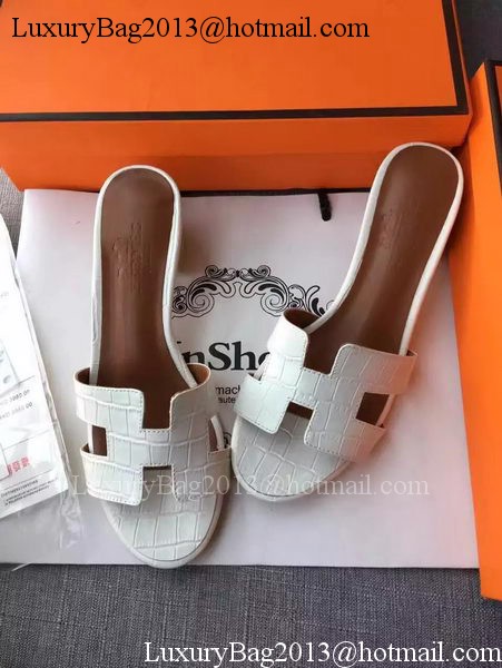 Hermes Leather Slipper HO742 White