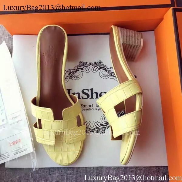 Hermes Leather Slipper HO742 Yellow