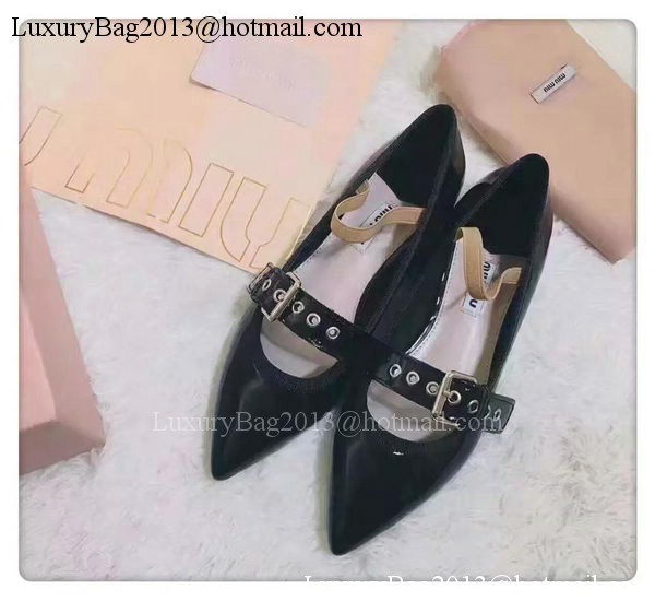 miu miu Leather Ballerina MM543 Black