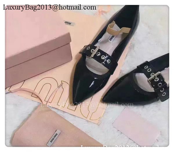 miu miu Leather Ballerina MM543 Black