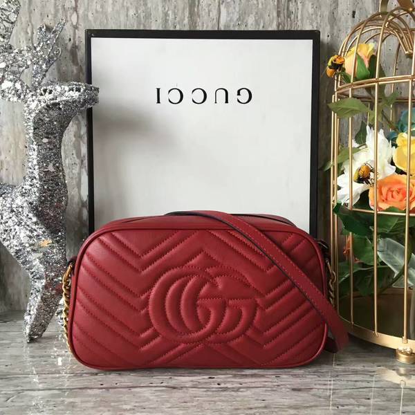 Gucci GG Marmont Matelasse Shoulder Bag 447632A Red