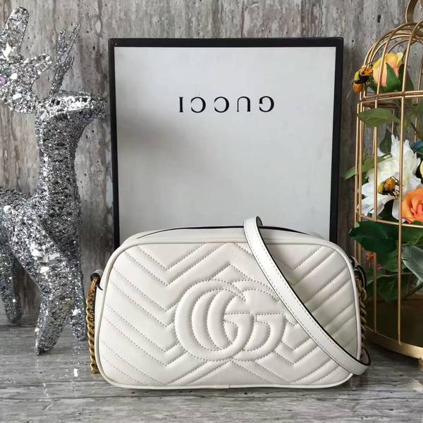 Gucci GG Marmont Matelasse Shoulder Bag 447632A White