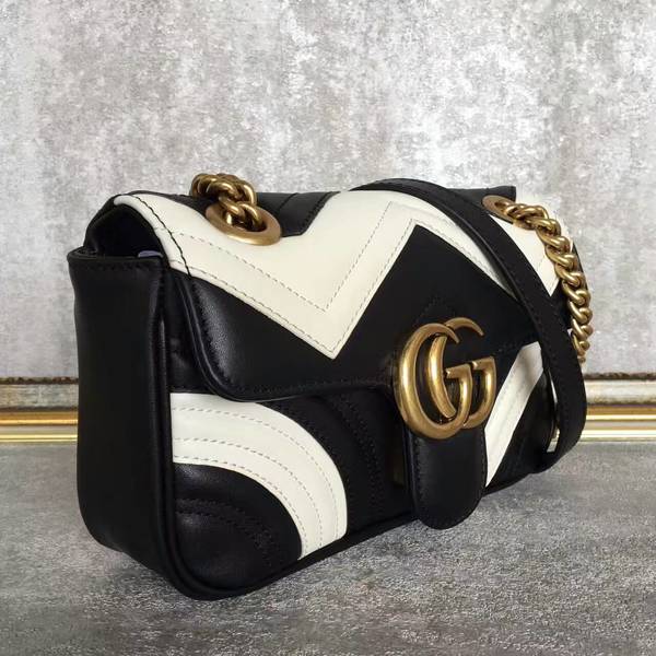 Gucci Now GG Marmont Shoulder Bag 446744 Black&White