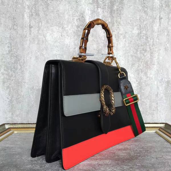 Gucci Now Bamboo Shopper Bag 421999A Black&Grey&Red