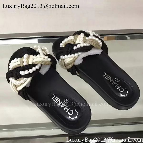 Chanel Slipper Leather CH2078 Black