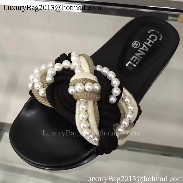 Chanel Slipper Leather CH2078 Black