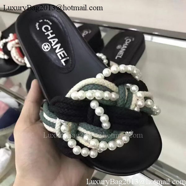 Chanel Slipper Leather CH2078 Green