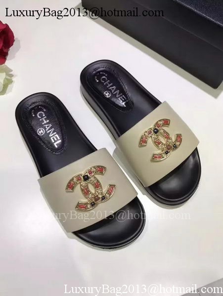 Chanel Slipper Leather CH2079 Apricot