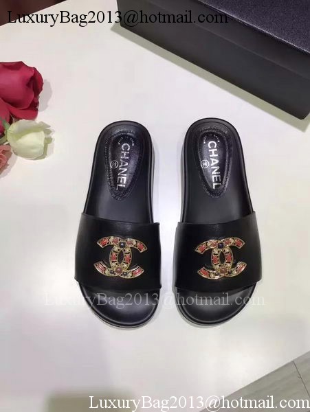 Chanel Slipper Leather CH2079 Black