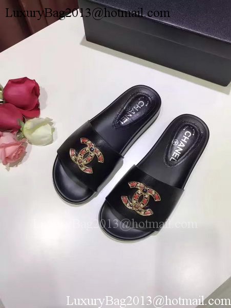 Chanel Slipper Leather CH2079 Black