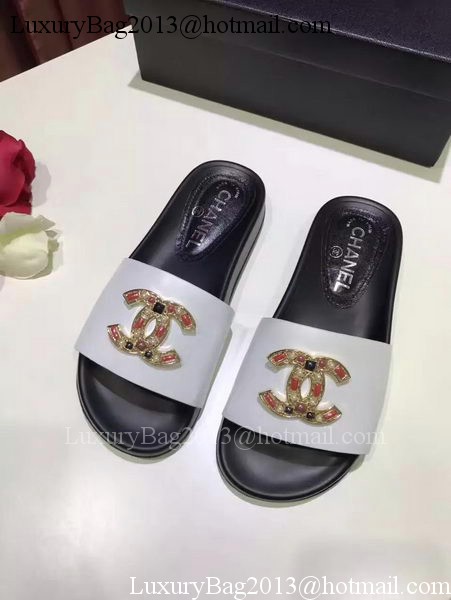 Chanel Slipper Leather CH2079 White