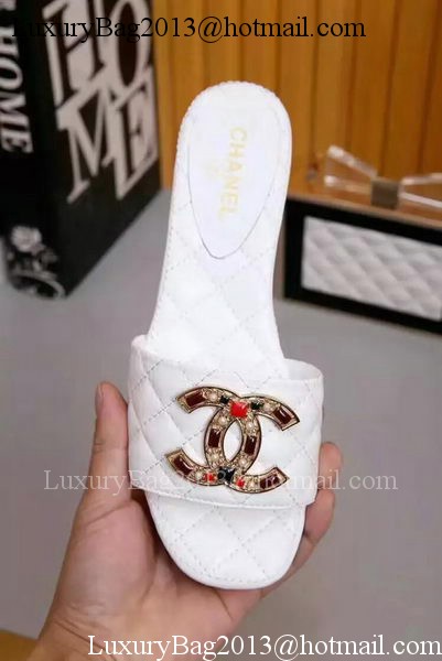 Chanel Slipper Leather CH2092 White