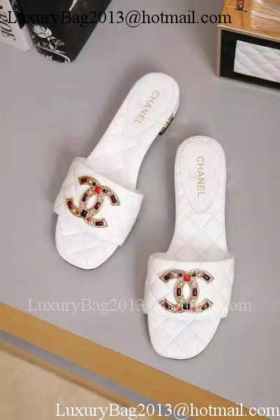 Chanel Slipper Leather CH2092 White