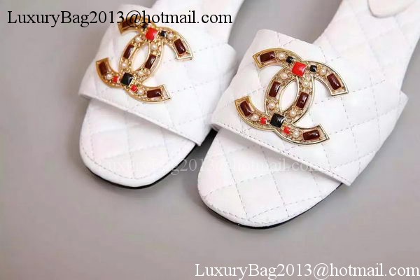 Chanel Slipper Leather CH2092 White