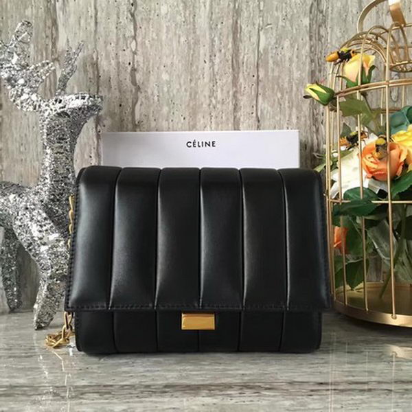 Celine Medium Quilted Shoulder Bag C12290 Black