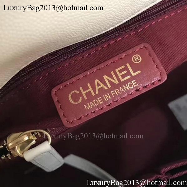 Chanel Classic Top Handle Bag OffWhite Sheepskin Leather A92991 Gold