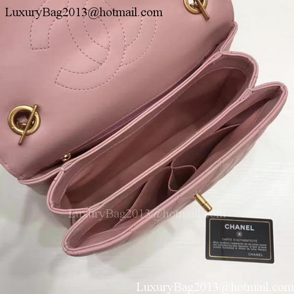 Chanel Classic Top Handle Bag Pink Sheepskin Leather A92991 Gold