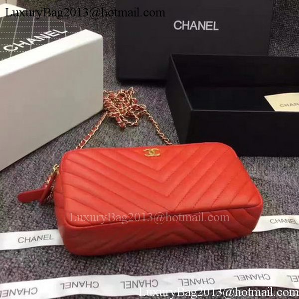 Chanel Phone Bag Chevron Sheepskin Leather CHA6845 Red