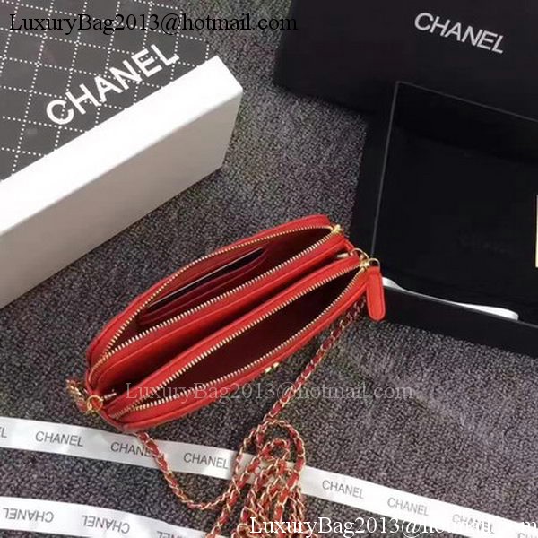 Chanel Phone Bag Chevron Sheepskin Leather CHA6845 Red