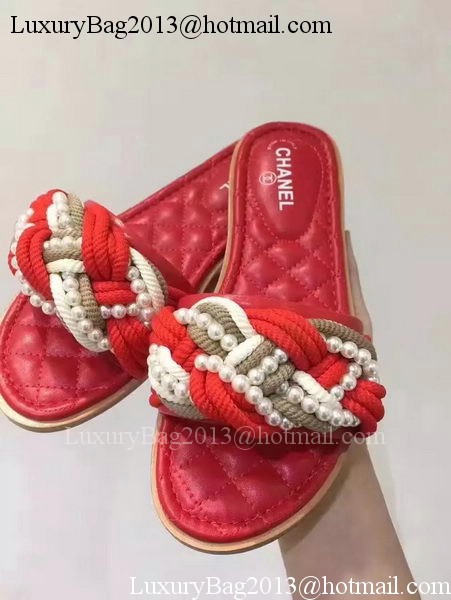 Chanel Slipper Leather CH2086 Red