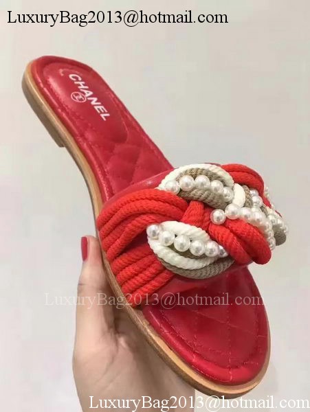 Chanel Slipper Leather CH2086 Red