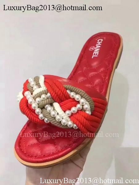 Chanel Slipper Leather CH2086 Red