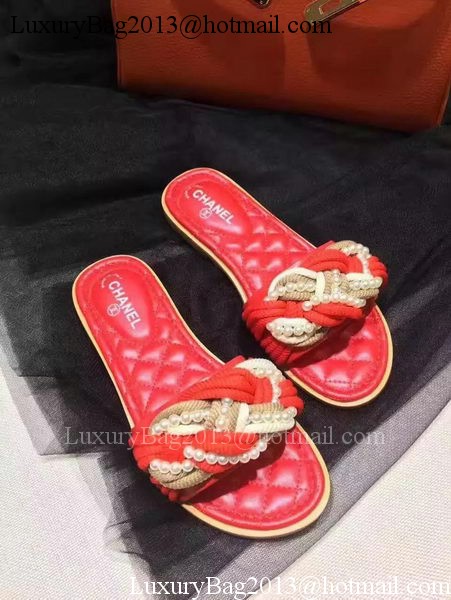 Chanel Slipper Leather CH2086 Red