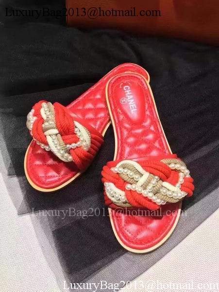 Chanel Slipper Leather CH2086 Red