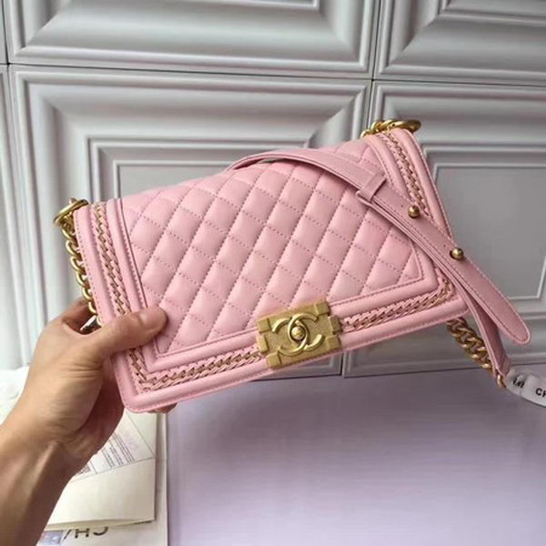 Boy Chanel Flap Shoulder Bag Original Sheepskin Leather A67086 Pink