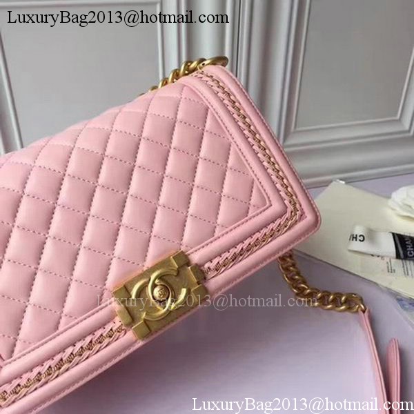 Boy Chanel Flap Shoulder Bag Original Sheepskin Leather A67086 Pink