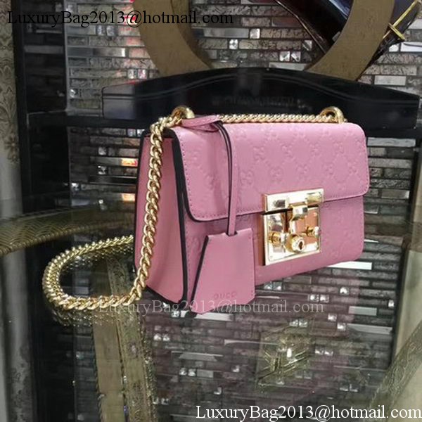 Gucci Padlock Gucci Signature Mini Shoulder Bag 409487 Pink