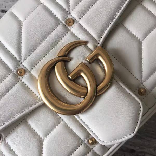 Gucci Now Marmont Mmatelasse Shoulder Bag 443496 White