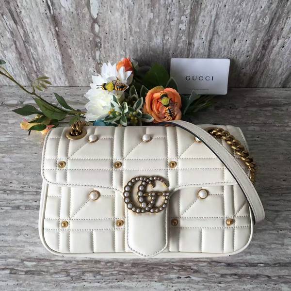 Gucci Now Marmont Mmatelasse Shoulder Bag 443497 White