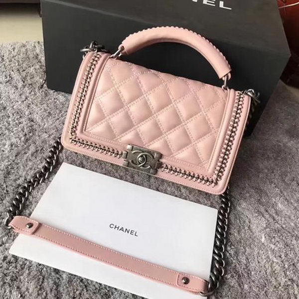 Boy Chanel Flap Shoulder Bag Original Bright Leather A90096 Pink