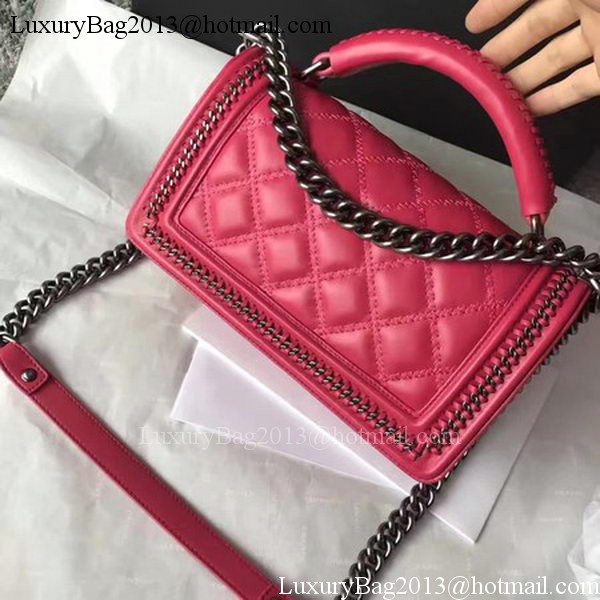 Boy Chanel Flap Shoulder Bag Original Bright Leather A90096 Red