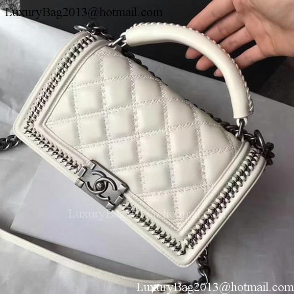 Boy Chanel Flap Shoulder Bag Original Bright Leather A90096 White