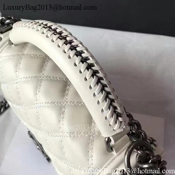 Boy Chanel Flap Shoulder Bag Original Bright Leather A90096 White