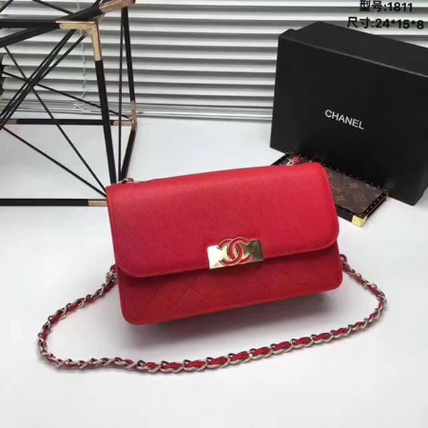 Chanel Flap Shoulder Bag Calfskin Leather CHA1811 Red