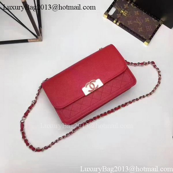 Chanel Flap Shoulder Bag Calfskin Leather CHA1811 Red