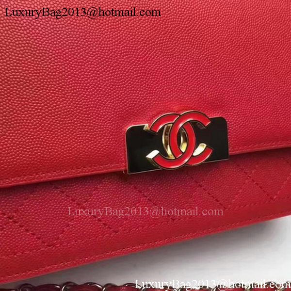 Chanel Flap Shoulder Bag Calfskin Leather CHA1811 Red