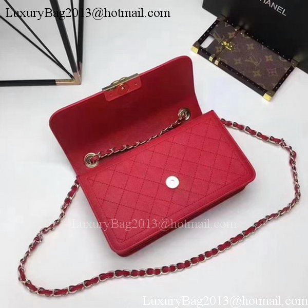 Chanel Flap Shoulder Bag Calfskin Leather CHA1811 Red