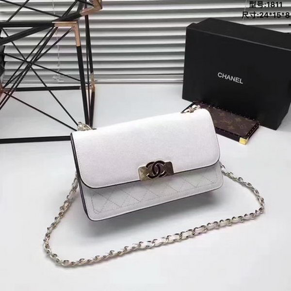 Chanel Flap Shoulder Bag Calfskin Leather CHA1811 White