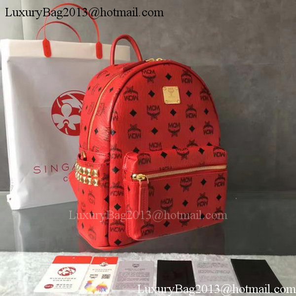 MCM Medium Top Studs Backpack MCM0039 Red