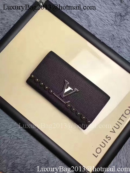 Louis Vuitton Monogram Flowers CAPUCINES WALLET M64102 Black