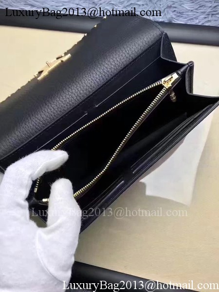 Louis Vuitton Monogram Flowers CAPUCINES WALLET M64102 Black