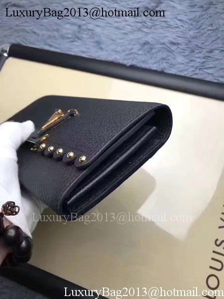 Louis Vuitton Monogram Flowers CAPUCINES WALLET M64102 Black